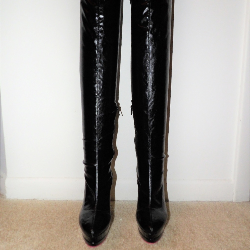 AMI Clubwear Faux Leather Thigh Boots 7.5
